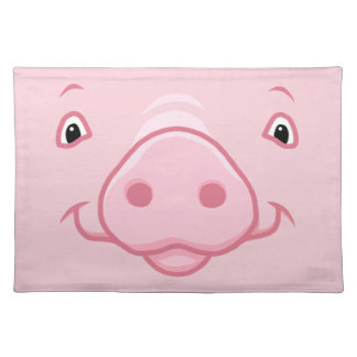 Cute Happy Pink Pig Face Placemat