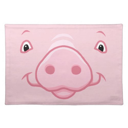 Cute Happy Pink Pig Face Placemat