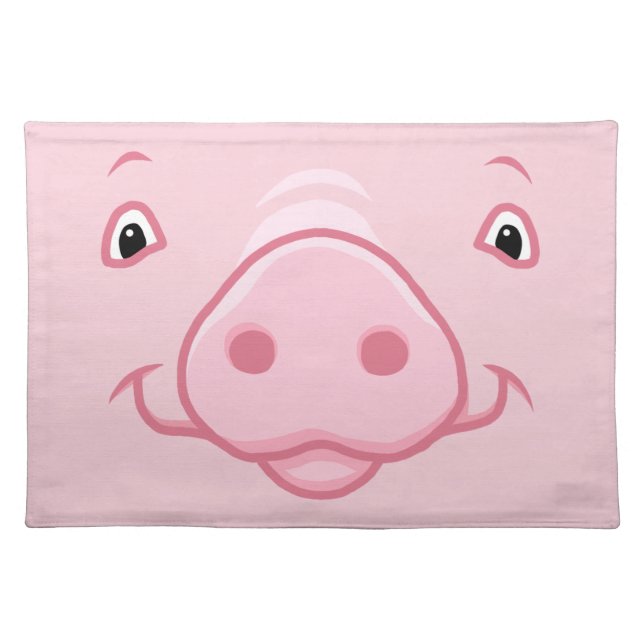 Cute Happy Pink Pig Face Placemat (Front)