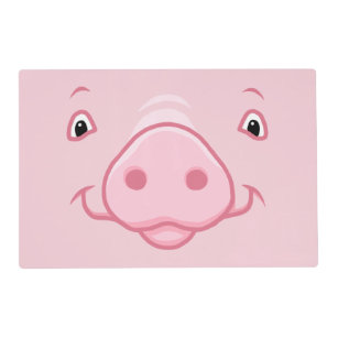 Cute Happy Pink Pig Face Placemat