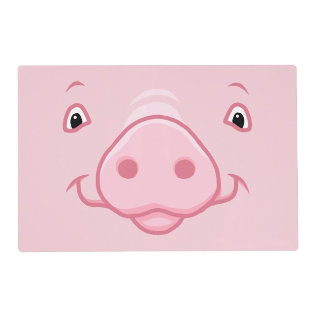 Cute Happy Pink Pig Face Placemat (Front)
