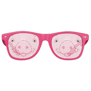 Cute Happy Pink Pig Face Retro Sunglasses