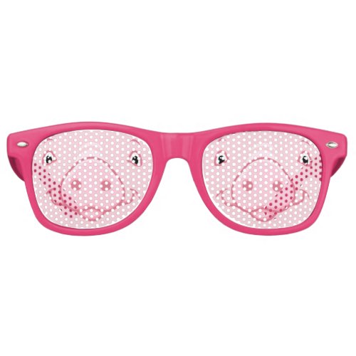 Cute Happy Pink Pig Face Retro Sunglasses