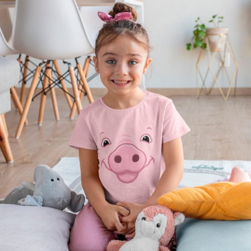 Cute Happy Pink Pig Face T_Shirt