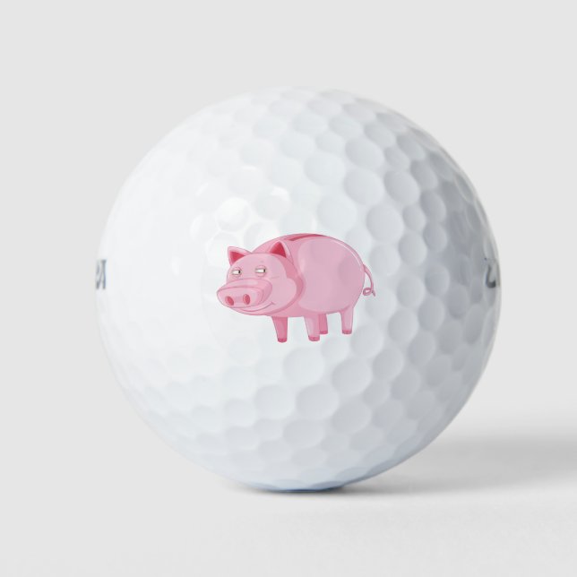 Cute happy pink pig golf balls (Front)