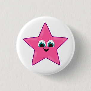 Cute Happy Pink Star Button