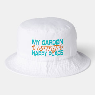 Cute Happy Place garden word art Bucket Hat
