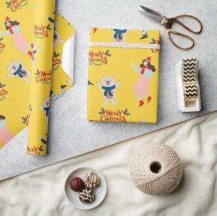 Cute Happy Polar bear Xmas Seamless pattern  Wrapping Paper