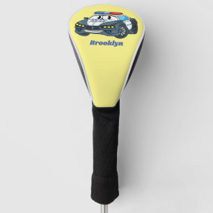 Cute happy police car cartoon illustration golf head cover