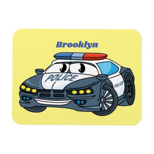 Cute happy police car cartoon illustration magnet