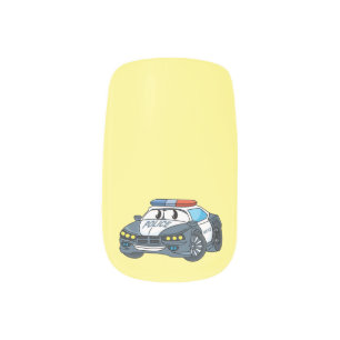 Cute happy police car cartoon illustration minx nail art
