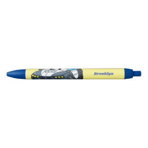 Cute happy police car cartoon illustration pen