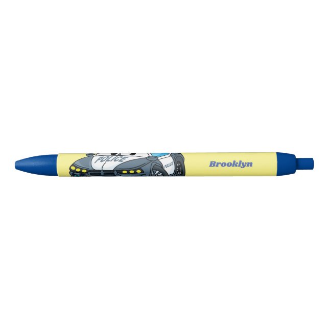 Cute happy police car cartoon illustration pen (Front)