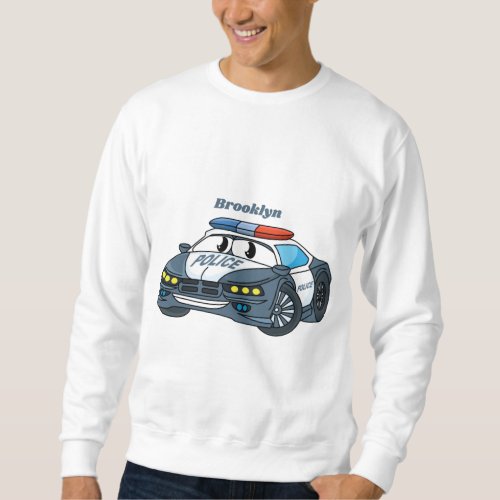 Cute happy police car cartoon illustration sweatshirt