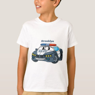Cute happy police car cartoon illustration T-Shirt