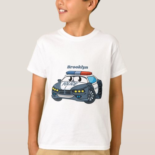 Cute happy police car cartoon illustration T_Shirt
