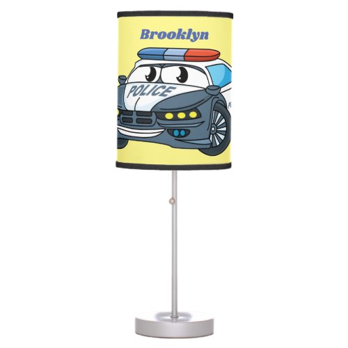 Cute happy police car cartoon illustration table lamp