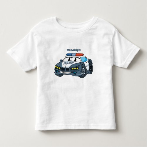 Cute happy police car cartoon illustration toddler t_shirt
