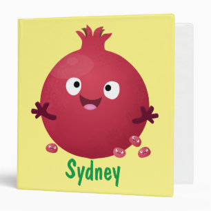 Cute happy pomegranate fruit cartoon 3 ring binder