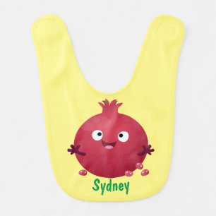 Cute happy pomegranate fruit cartoon baby bib
