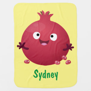 Cute happy pomegranate fruit cartoon baby blanket