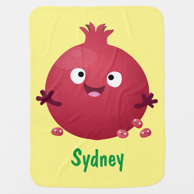 Cute happy pomegranate fruit cartoon baby blanket (Front)