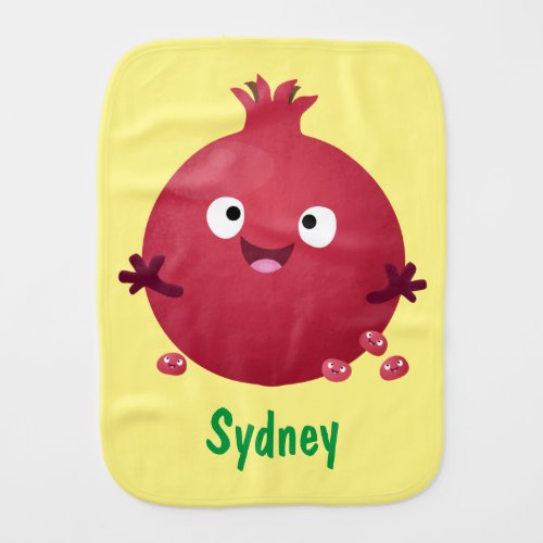 Cute happy pomegranate fruit cartoon baby burp cloth