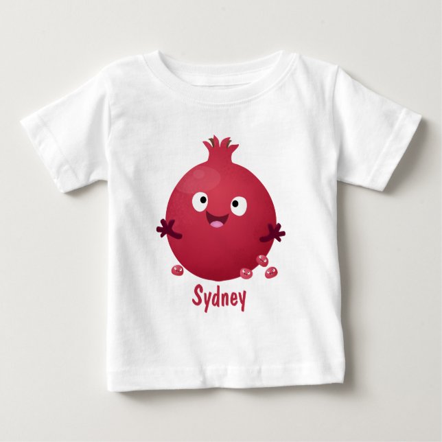 Cute happy pomegranate fruit cartoon baby T-Shirt (Front)