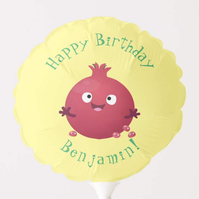 Cute happy pomegranate fruit cartoon balloon (Front)