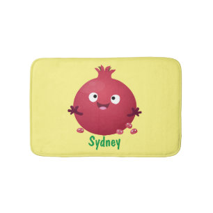 Cute happy pomegranate fruit cartoon bath mat