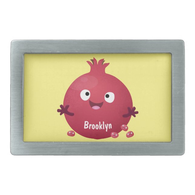 Cute happy pomegranate fruit cartoon belt buckle (Front)
