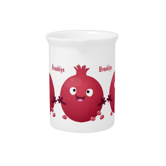Cute happy pomegranate fruit cartoon beverage pitcher (Front)