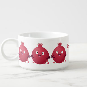 Cute happy pomegranate fruit cartoon bowl