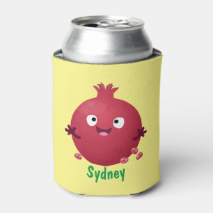 Cute happy pomegranate fruit cartoon can cooler