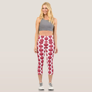 Cute happy pomegranate fruit cartoon capri leggings