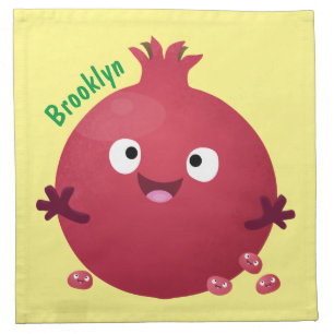 Cute happy pomegranate fruit cartoon cloth napkin