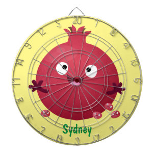 Cute happy pomegranate fruit cartoon dart board