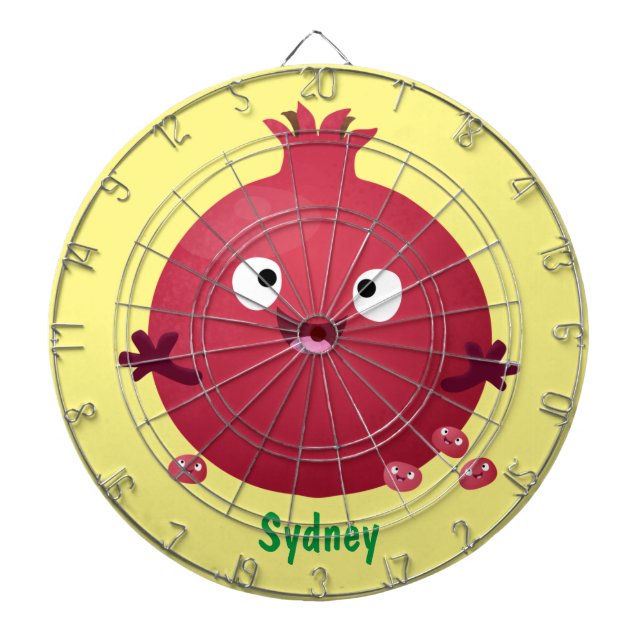 Cute happy pomegranate fruit cartoon dart board (Front)