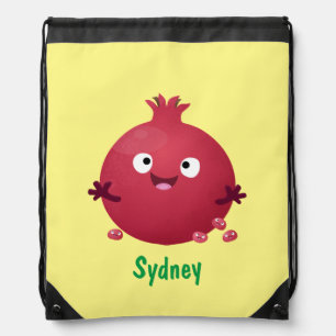 Cute happy pomegranate fruit cartoon drawstring bag