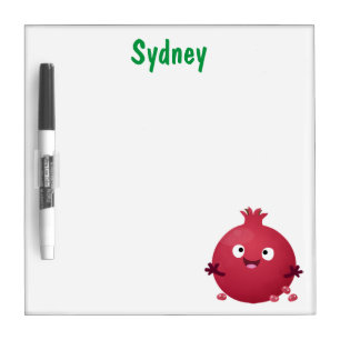 Cute happy pomegranate fruit cartoon dry erase board