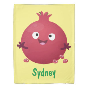 Cute happy pomegranate fruit cartoon duvet cover