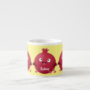 Cute happy pomegranate fruit cartoon espresso cup