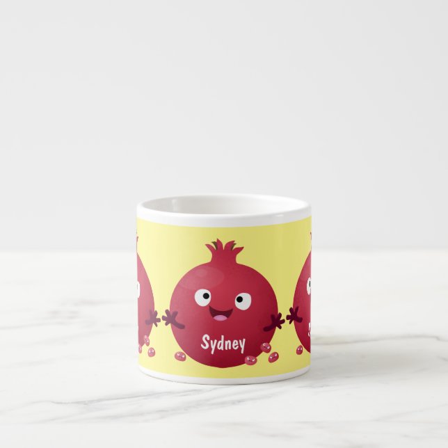 Cute happy pomegranate fruit cartoon espresso cup (Front)