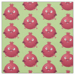 Cute happy pomegranate fruit cartoon fabric