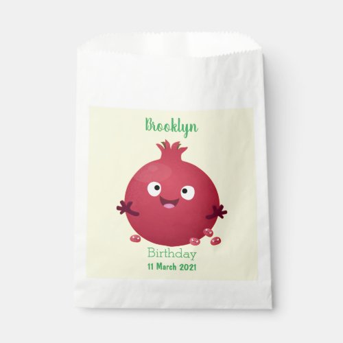 Cute happy pomegranate fruit cartoon favor bag