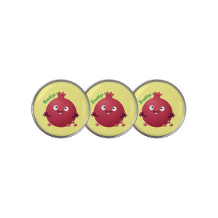 Cute happy pomegranate fruit cartoon golf ball marker