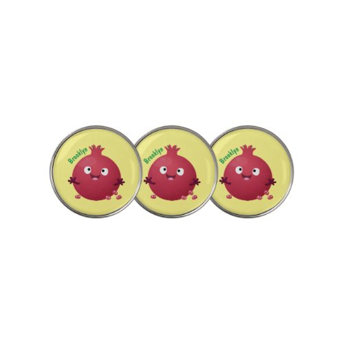Cute happy pomegranate fruit cartoon golf ball marker