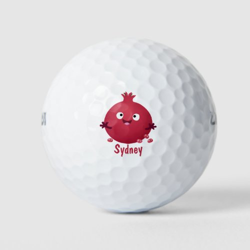 Cute happy pomegranate fruit cartoon golf balls
