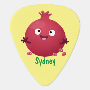 Cute happy pomegranate fruit cartoon  guitar pick