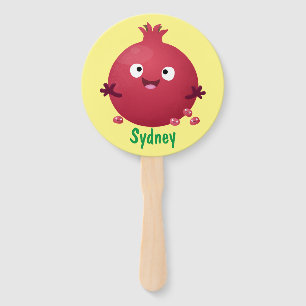 Cute happy pomegranate fruit cartoon hand fan